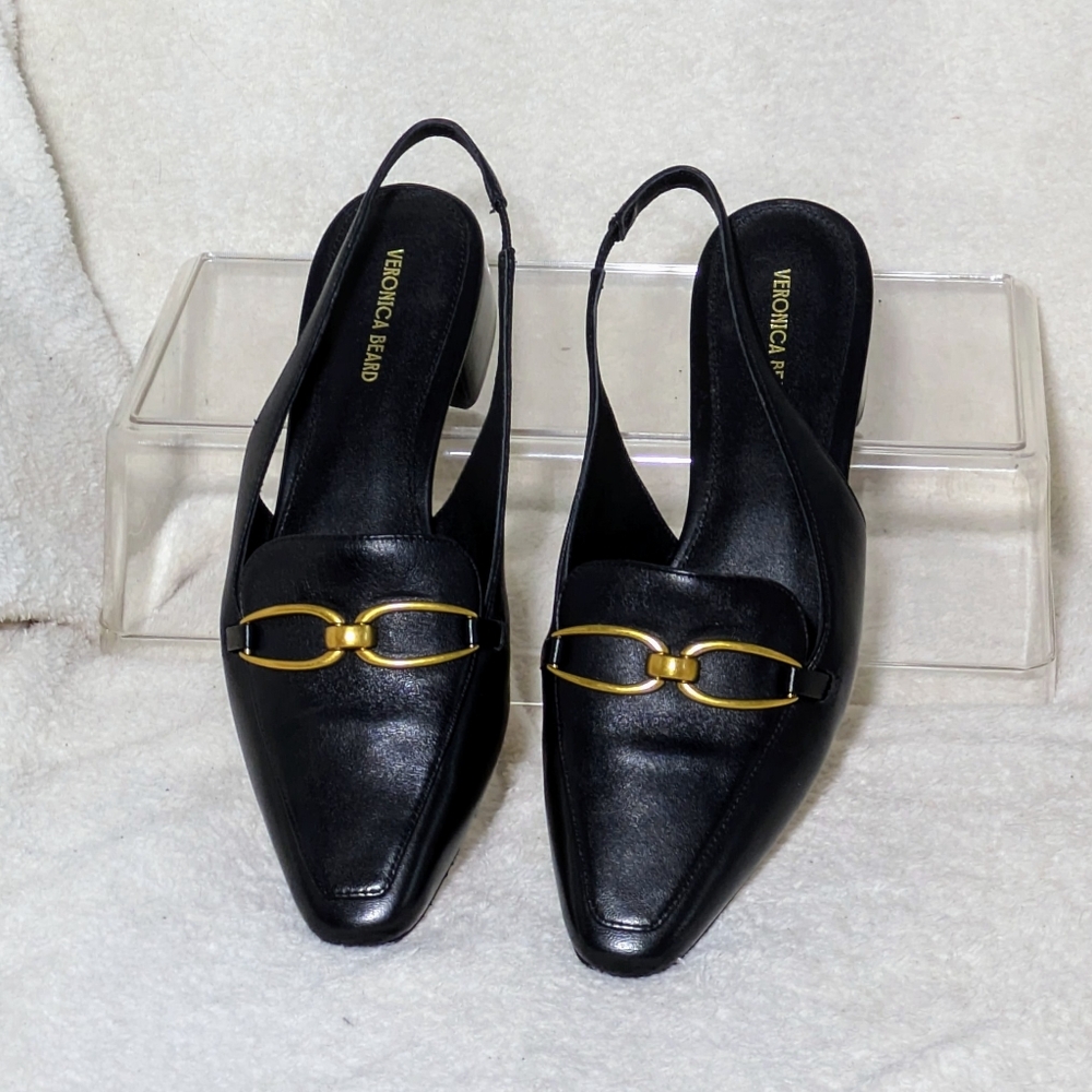 Women's Veronica Beard Casie Slingback Pump, Black, Gold Hardware, EUC 8M no box - Picture 4 of 14